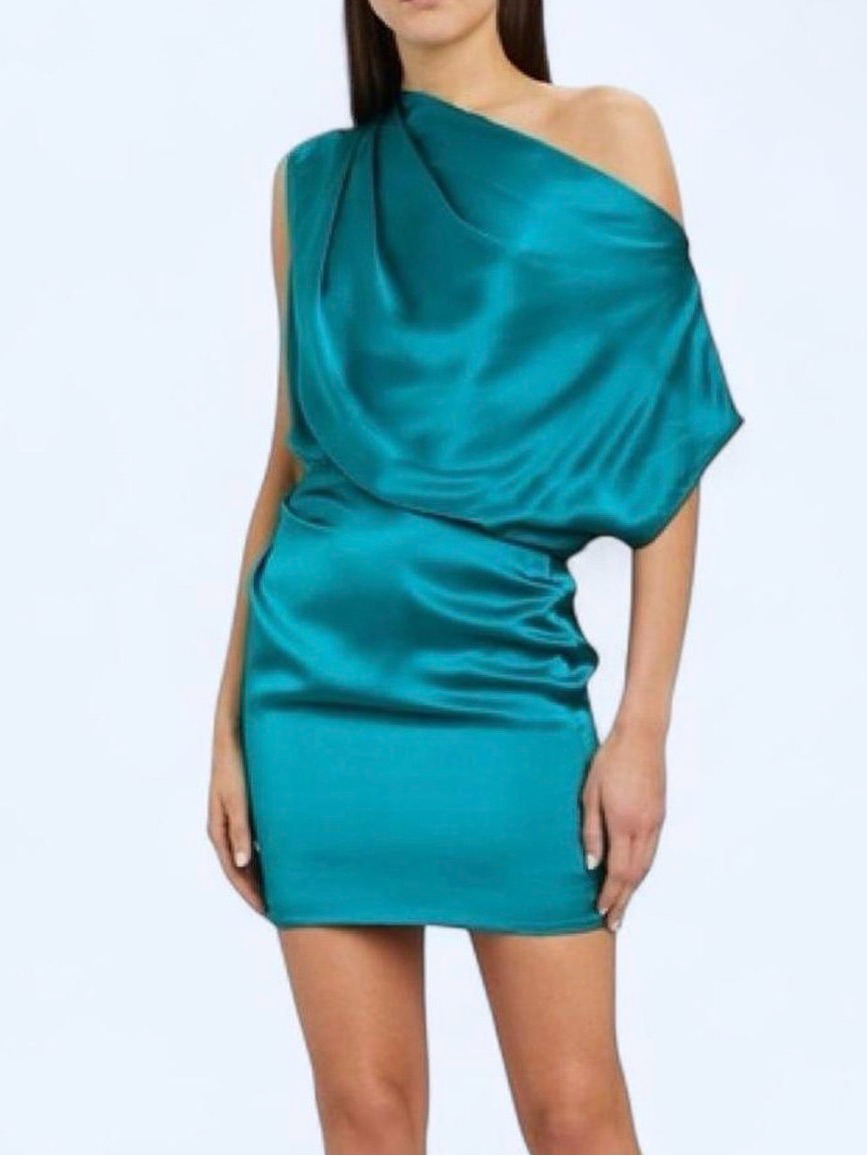 Michelle Mason Look Alike! Large Mini Dress Teal Formal Hoco Homecoming Dance